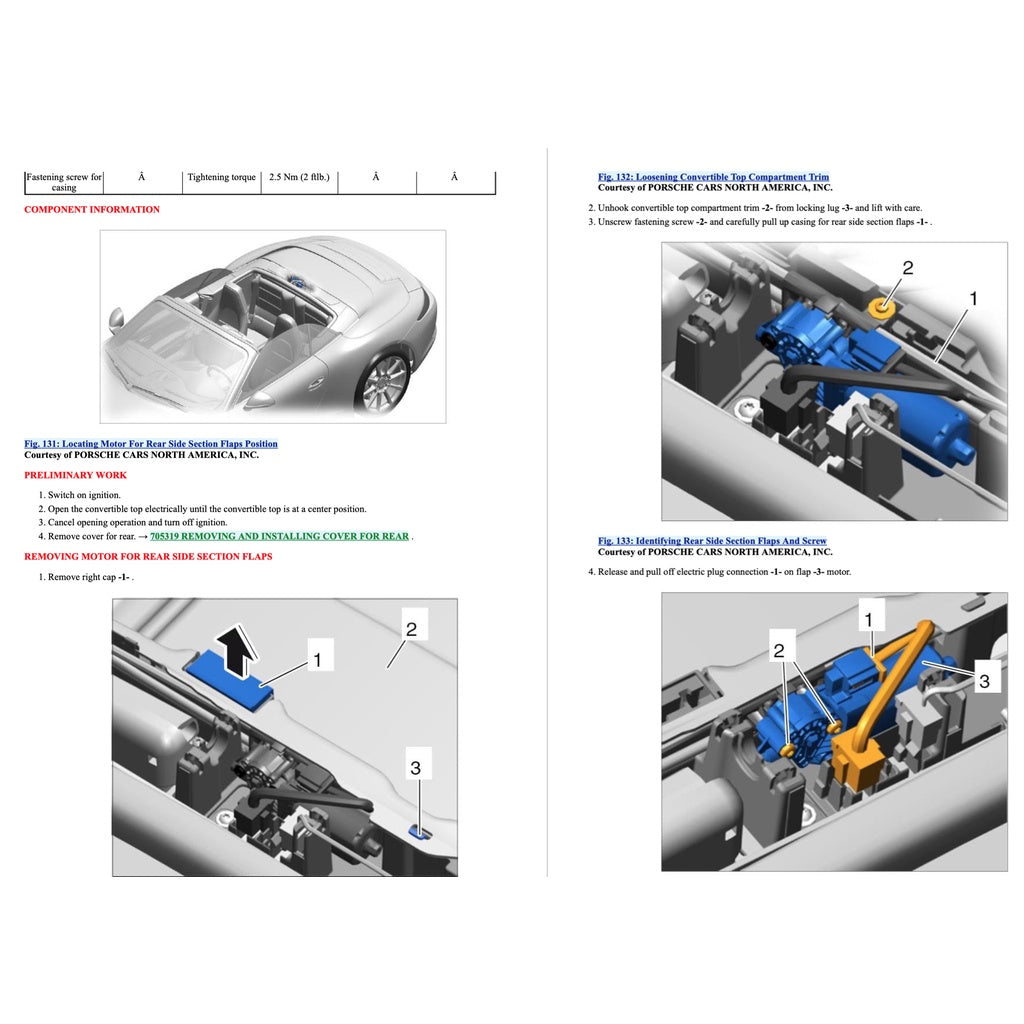 PORSCHE 911 991.1 2011-2016 Full Manual Set – CONVERTIBLE TOP SERVICE REPAIR MANUAL