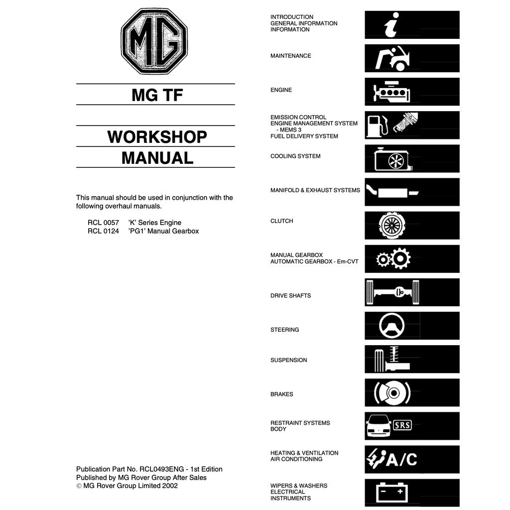 MG TF ROVER 2002-2005 Full Manual Set – FACTORY SERVICE REPAIR WORKSHOP MANUAL