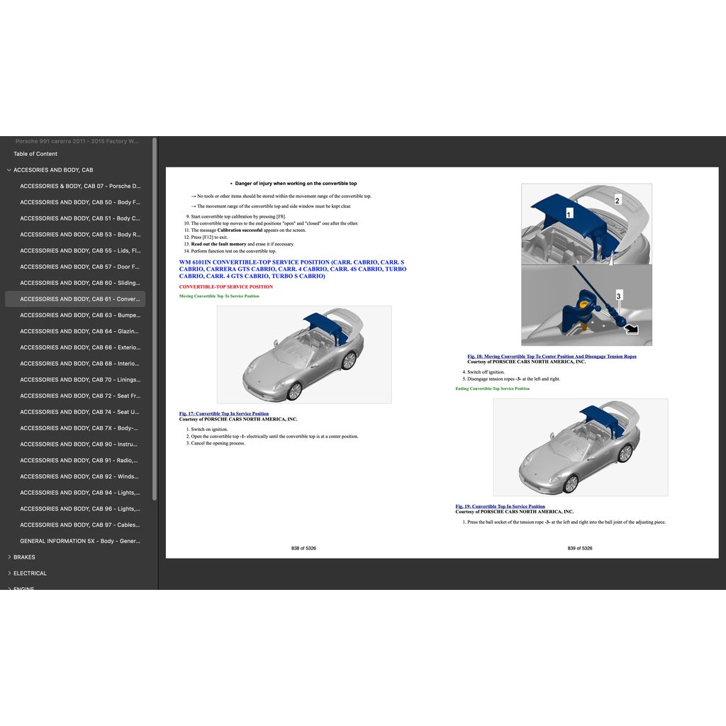 PORSCHE 911 991.1 2011-2016 Full Manual Set – Repair & Maintenance Manual and Spare Parts Catalog