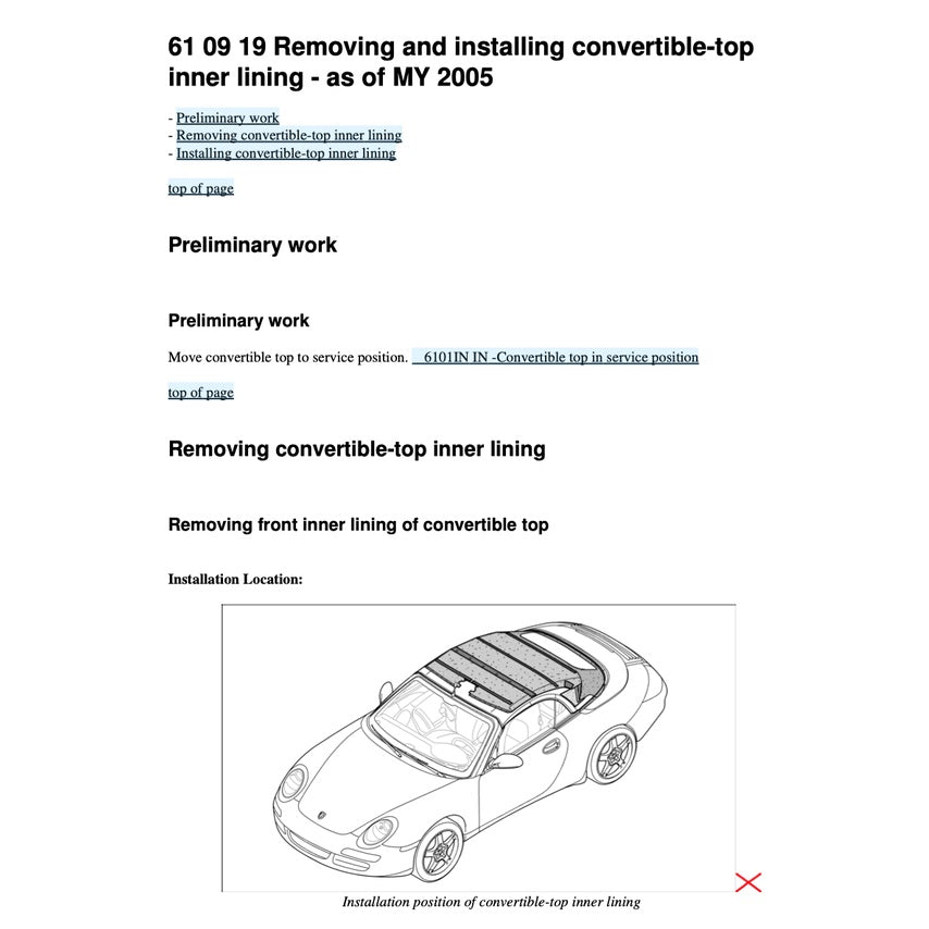 PORSCHE 911 997 2004-2013 Full Manual Set – CONVERTIBLE TOP/ TARGA TOP SERVICE REPAIR MANUAL