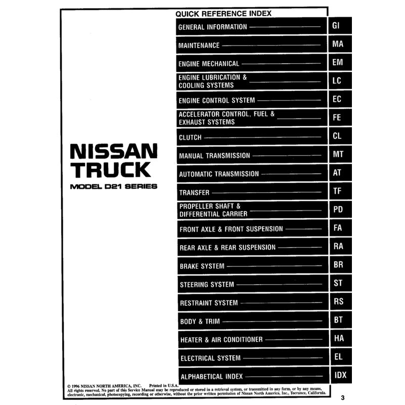 NISSAN PICKUP D21 1985-1997 Full Manual Set – Repair & Maintenance Manual