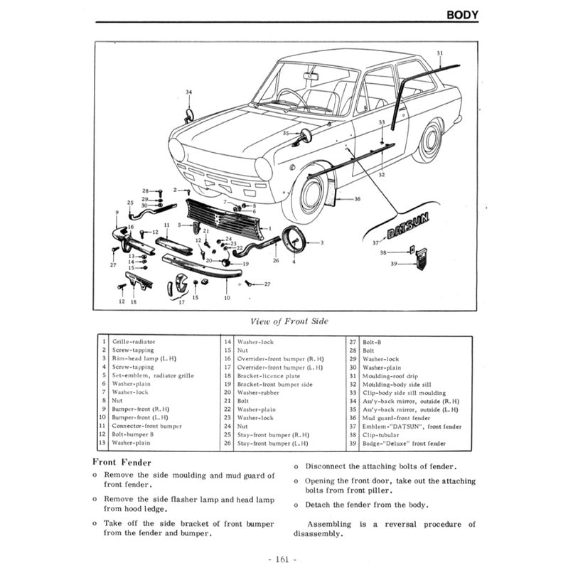 DATSUN 1000 B10 1966-1969 Full Manual Set – Repair & Maintenance Manual