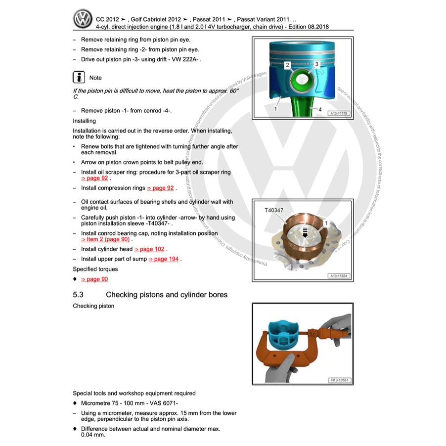 VW SHARAN 7N 2011-2020 Full Manual Set – Repair & Maintenance Manual