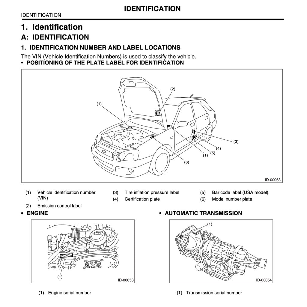 SUBARU IMPREZA WRX STI 2003-2005 Full Manual Set – Repair & Maintenance Manual