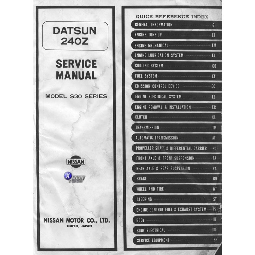 DATSUN 240Z S30 1969-1973 Full Manual Set – Repair & Maintenance Manual and Spare Parts Catalog