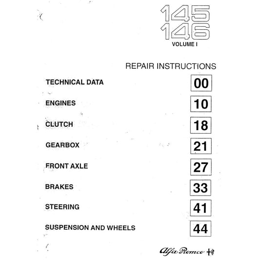 ALFA ROMEO 145-146 TYPE 930 A/B 1995-2003 Full Manual Set – Repair & Maintenance Manual