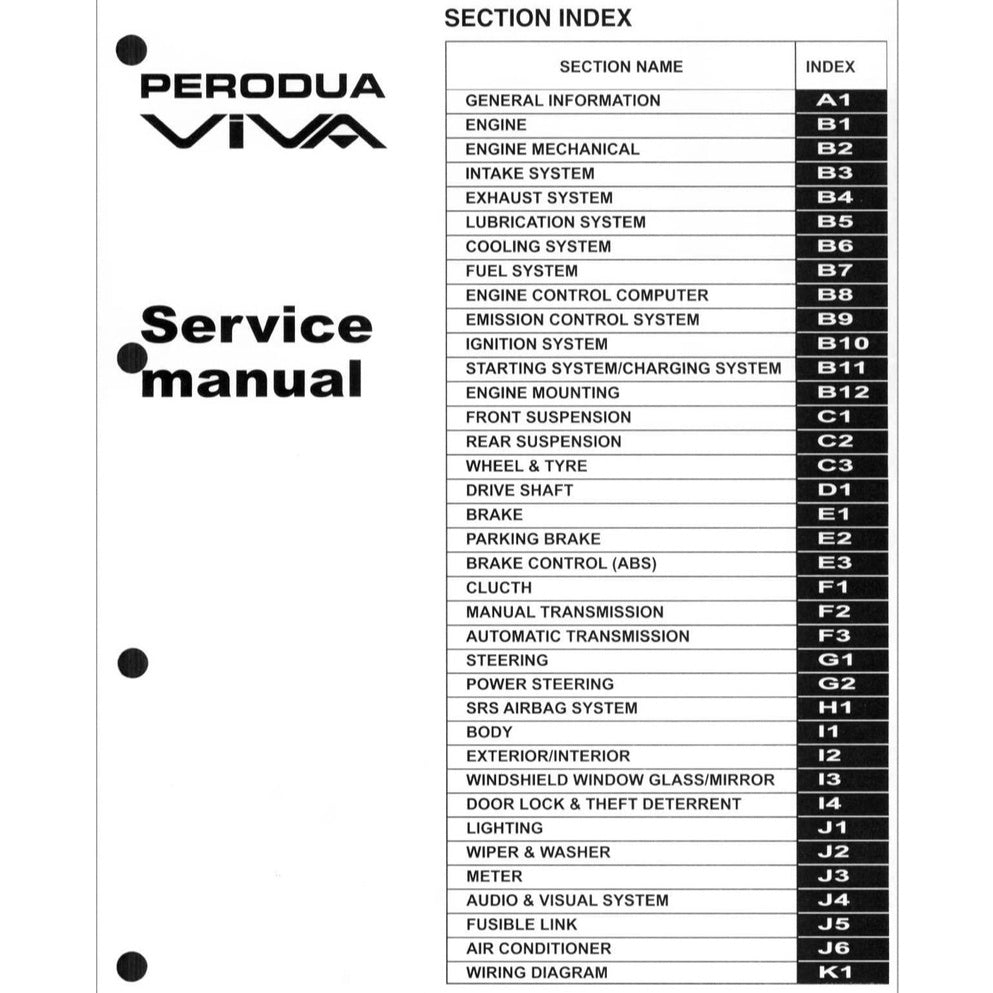 PERODUA VIVA 2007-2014 Full Manual Set – Repair & Maintenance Manual