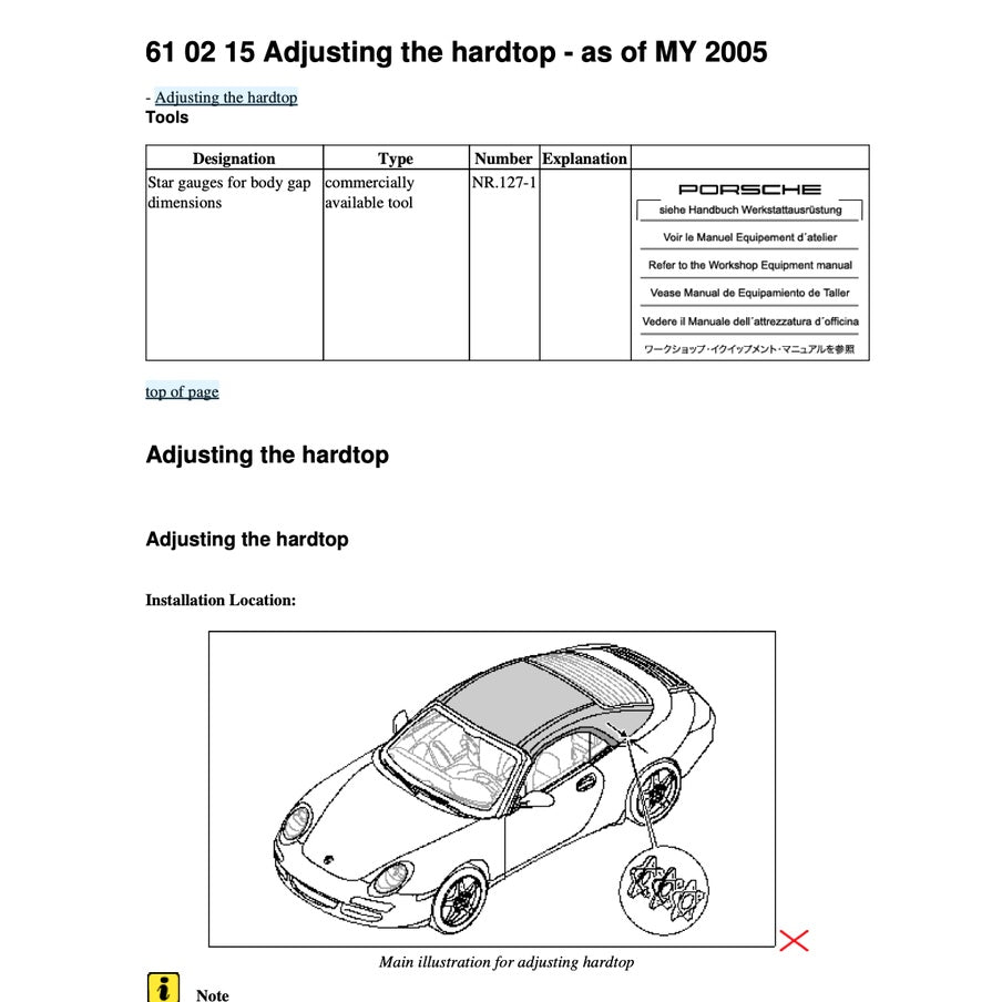 PORSCHE 911 997 2004-2013 Full Manual Set – CONVERTIBLE TOP/ TARGA TOP SERVICE REPAIR MANUAL