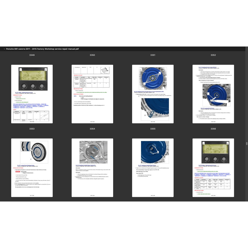 PORSCHE 911 991.1 2011-2016 Full Manual Set – Repair & Maintenance Manual and Spare Parts Catalog