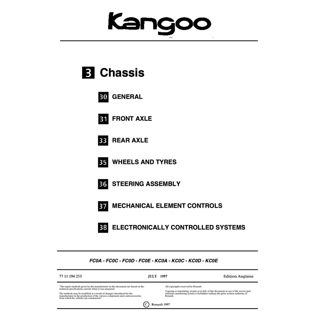 RENAULT KANGOO I X76 KC/KW 1997-2007 Full Manual Set – Repair & Maintenance Manual