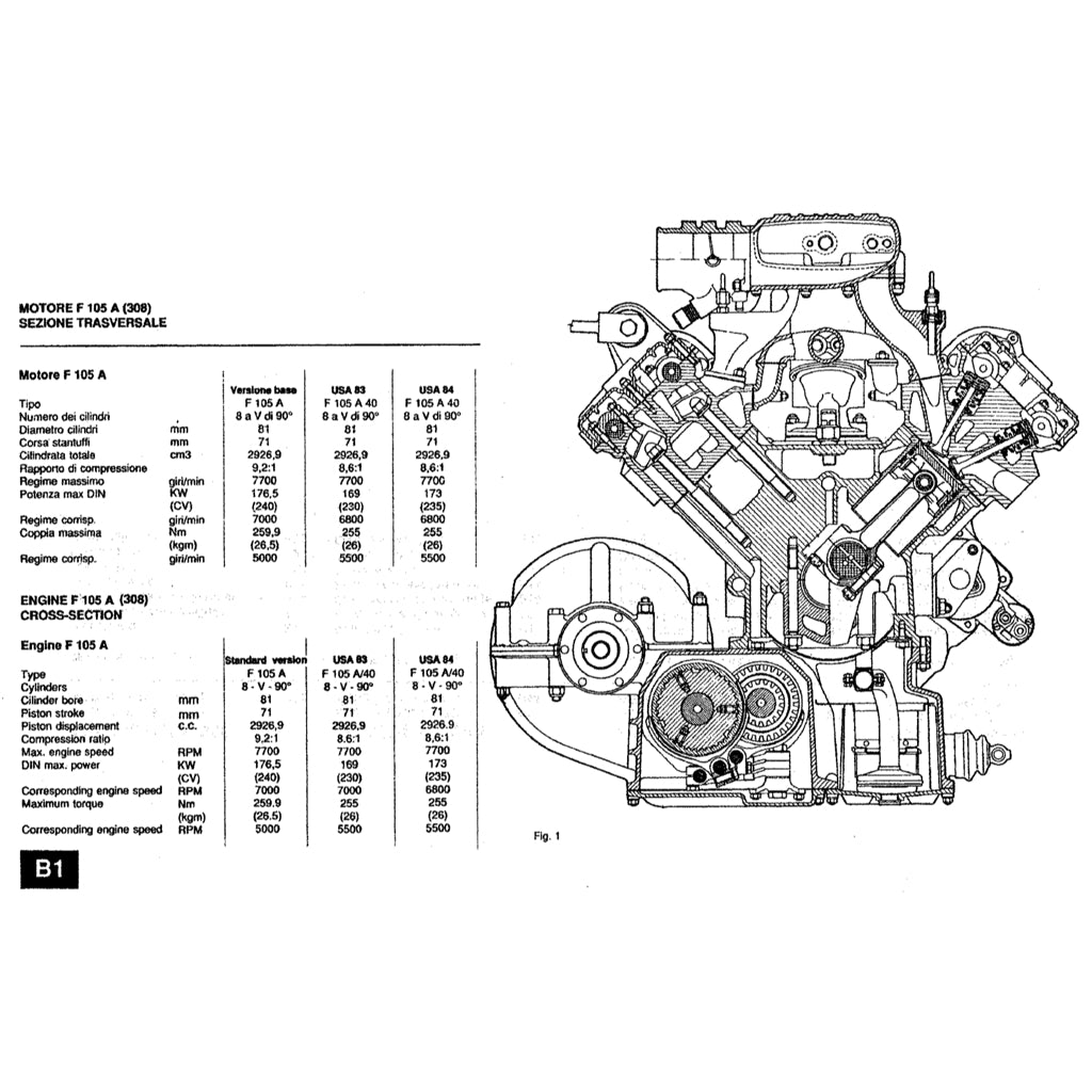 FERRARI 308/328 GTB GTS F105 1975-1985 Full Manual Set – Repair & Maintenance Manual and Spare Parts Catalog