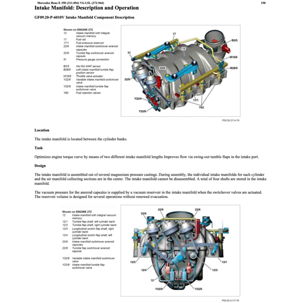MERCEDES-BENZ E-CLASS W211 E350 M272 2002-2009 Full Manual Set – Repair & Maintenance Manual