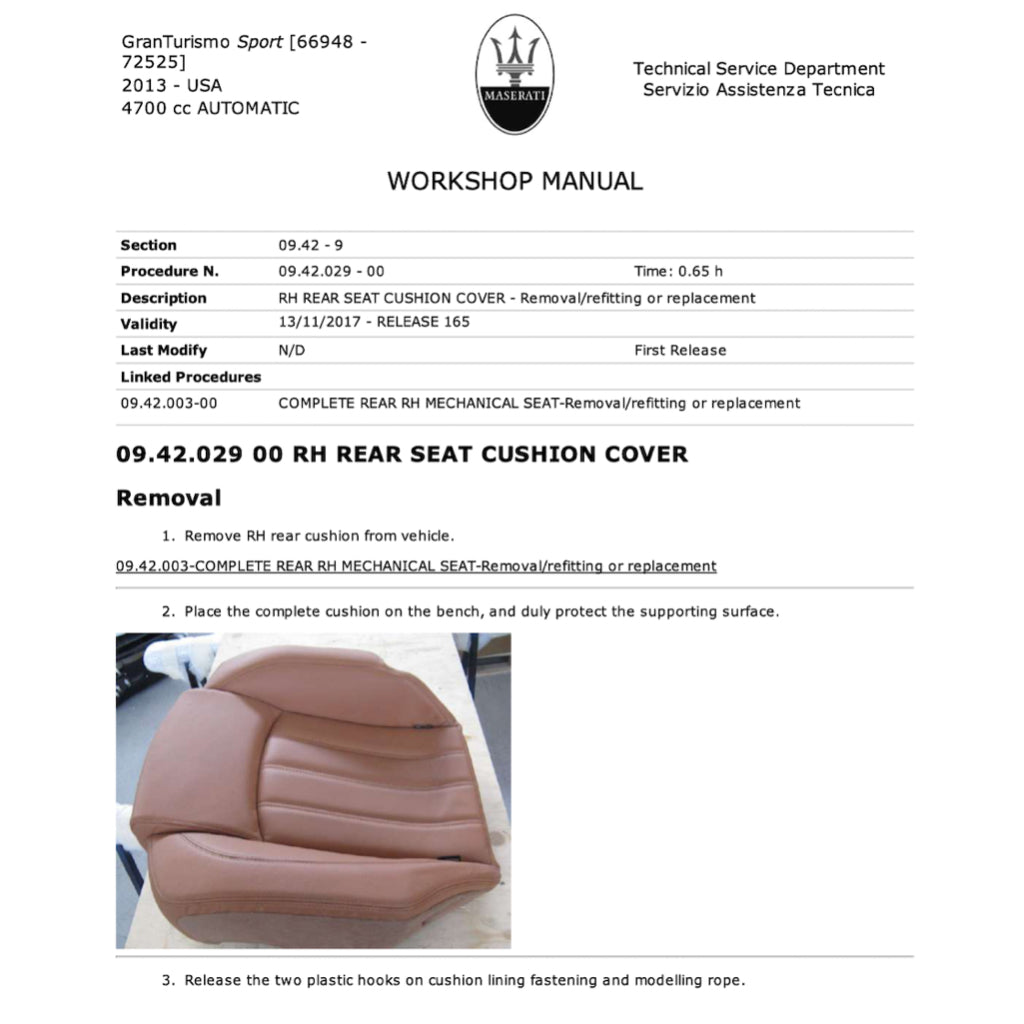 MASERATI GRANTURISMO SPORT M145 2007-2019 Full Manual Set – Repair & Maintenance Manual