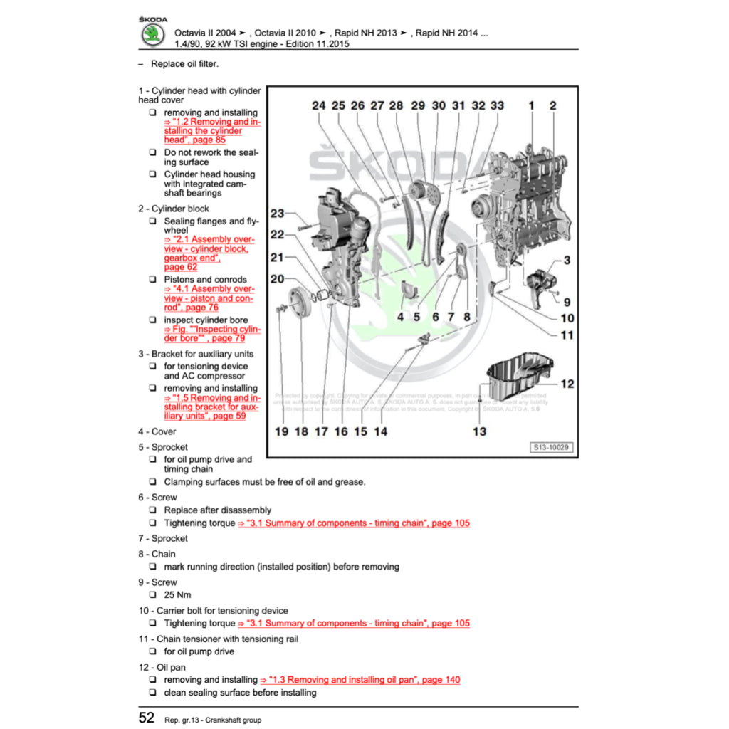 SKODA OCTAVIA 1Z 2004-2013 Full Manual Set – Repair & Maintenance Manual