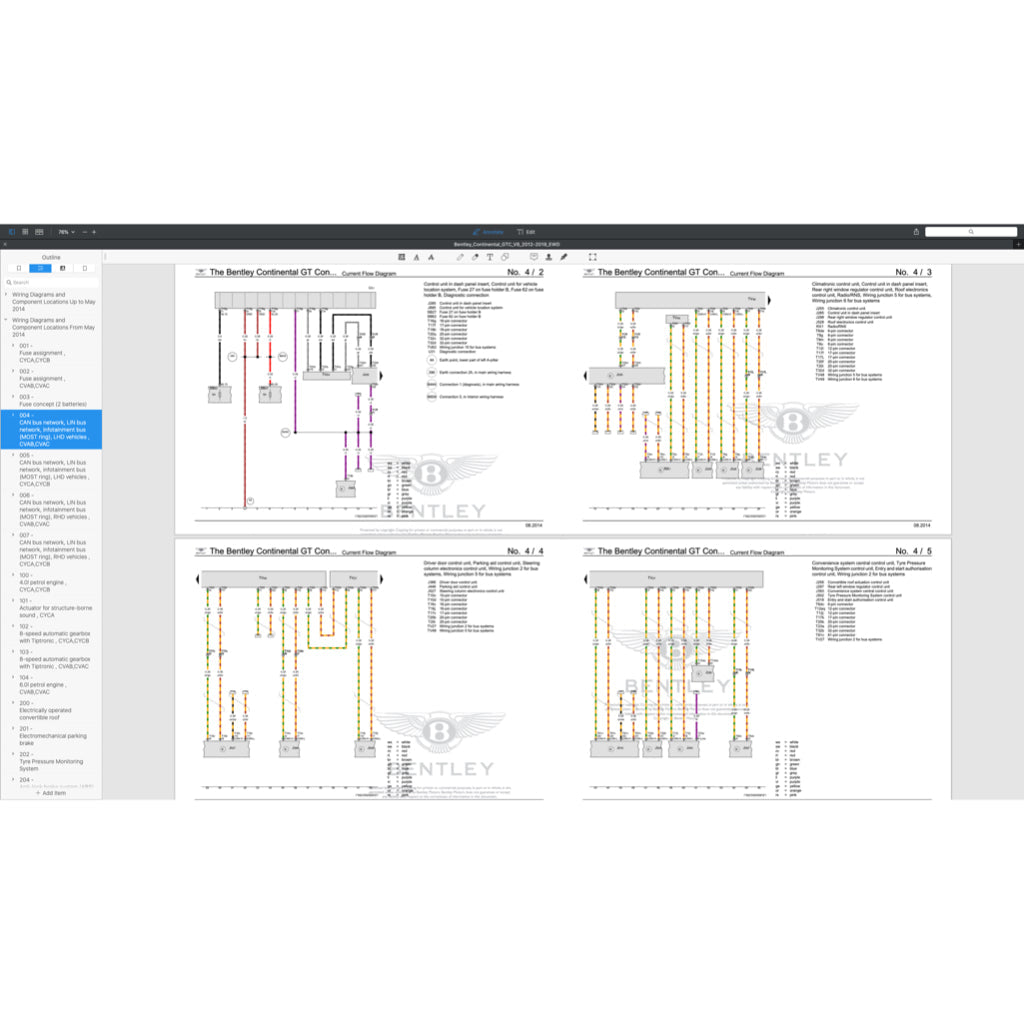 BENTLEY CONTINENTAL GTC/SPEED W12 2007-2013 Full Manual Set – ELECTRICAL WIRING DIAGRAMS