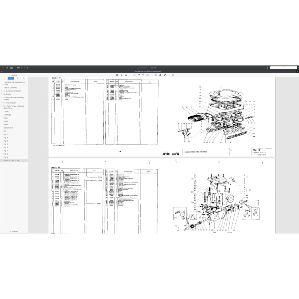 FERRARI 308/328 GTB GTS F105 1975-1985 Full Manual Set – Repair & Maintenance Manual and Spare Parts Catalog