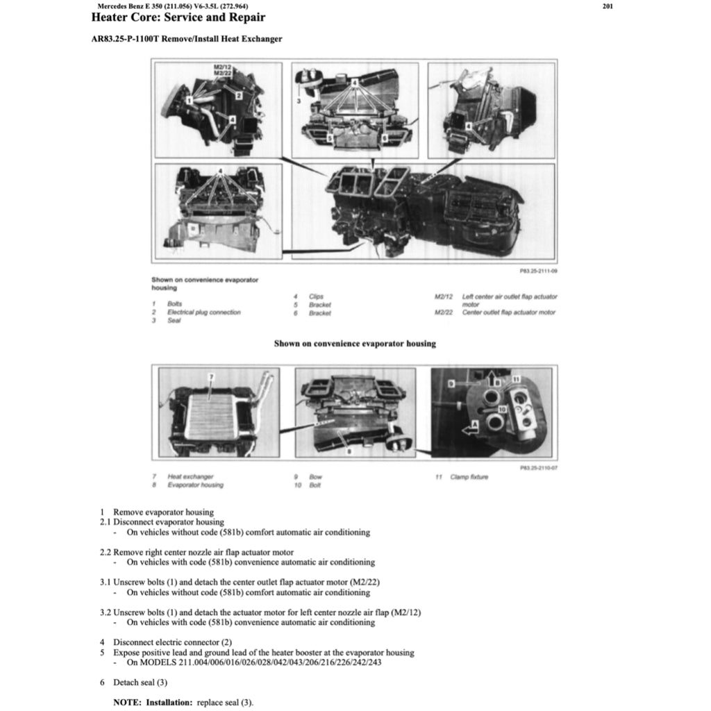 MERCEDES-BENZ E-CLASS W211 E350 M272 2002-2009 Full Manual Set – Repair & Maintenance Manual