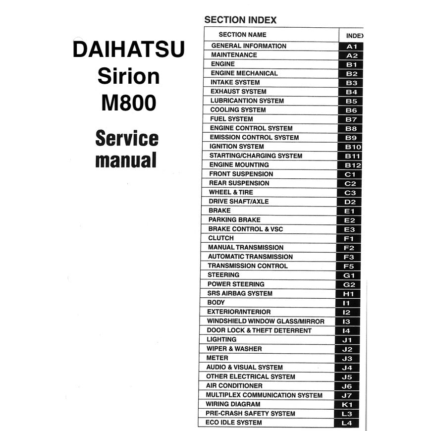 DAIHATSU SIRION M800 2017-2021 Full Manual Set – Repair & Maintenance Manual