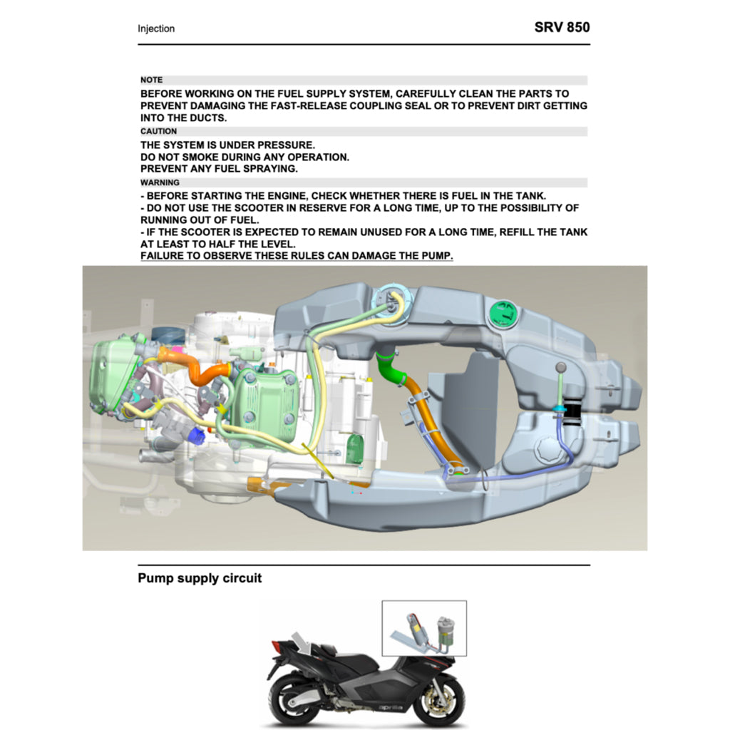 APRILIA SRV850 2012-2016 Full Manual Set – Repair & Maintenance Manual and Spare Parts Catalog
