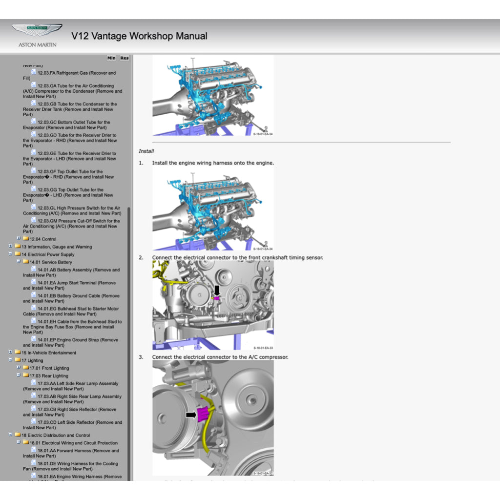 ASTON MARTIN V12 VANTAGE 2009-2018 Full Manual Set – Repair & Maintenance Manual