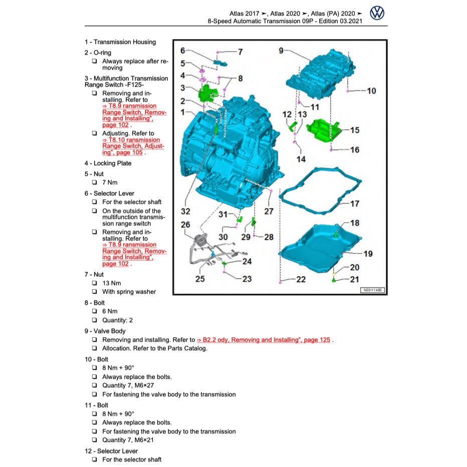 VW ATLAS 2O17-2024 Full Manual Set – Repair & Maintenance Manual
