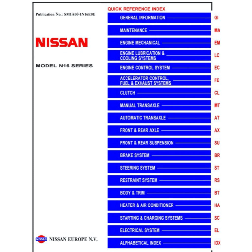 NISSAN SENTRA / SYLPHY N16 2005-2012 Full Manual Set – Repair & Maintenance Manual