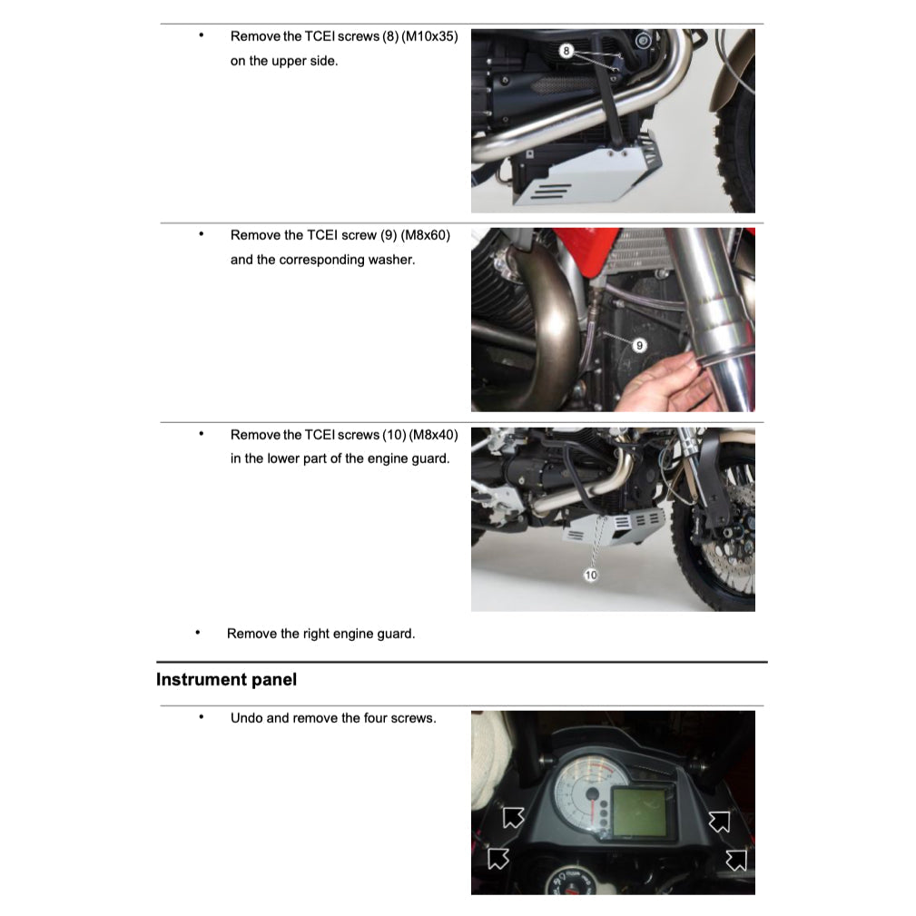 MOTO GUZZI STELVIO 4V/8V/NTX 2008+ Full Manual Set – Repair & Maintenance Manual and Spare Parts Catalog and User Handbook