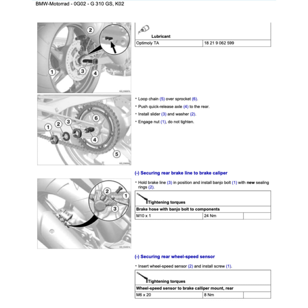 BMW G310 GS K02 2016-2020 Full Manual Set – Repair & Maintenance Manual and Spare Parts Catalog and RIDER'S MANUAL