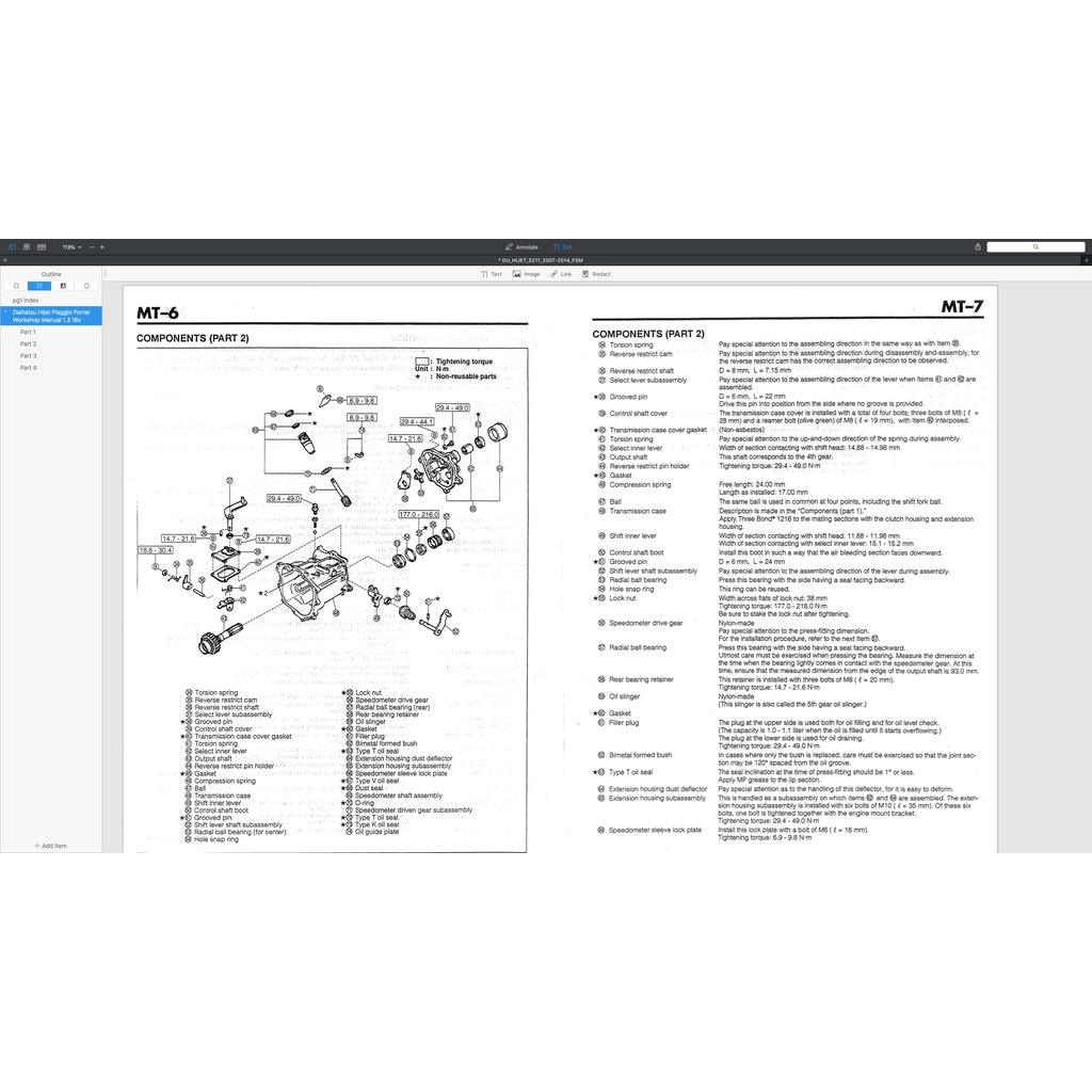 DAIHATSU HIJET PORTER S89/S91 1.3L 1989-2009 Full Manual Set – Repair & Maintenance Manual