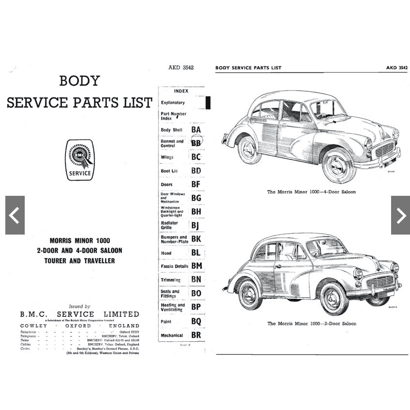 MORRIS MINOR SERIES MM / II /1000 1948-1971 Full Manual Set – FACTORY Repair & Maintenance Manual and Spare Parts Catalog