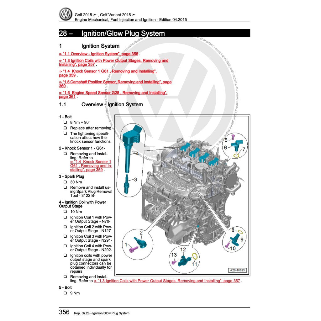 VW GOLF MK7 2013-2020 Full Manual Set – SERVICE REPAIR WORKSHOP MANUAL