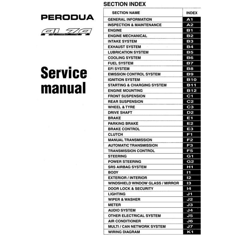 PERODUA ALZA M500/502 2009-2021 Full Manual Set – Repair & Maintenance Manual