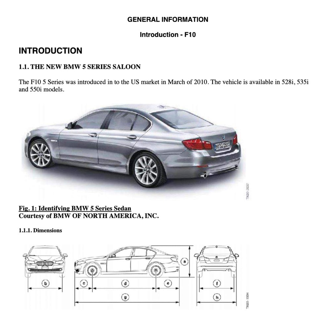 BMW 5 SERIES F10 523I-528Xi-535IXi-550Xi 2009-2017 Full Manual Set – Repair & Maintenance Manual
