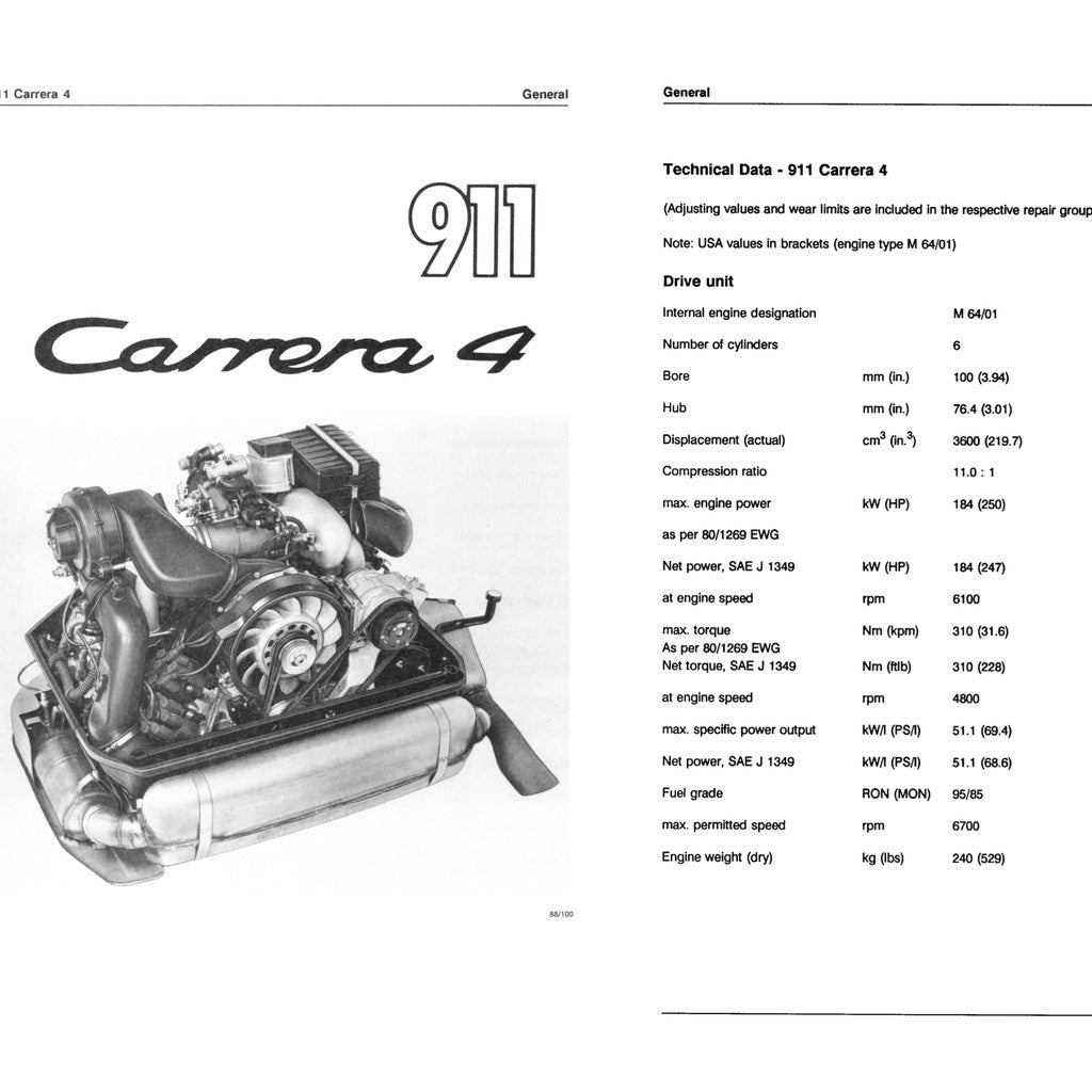 PORSCHE 911 964 CARRERA 2/4 1989-1994 Full Manual Set – Repair & Maintenance Manual and Spare Parts Catalog