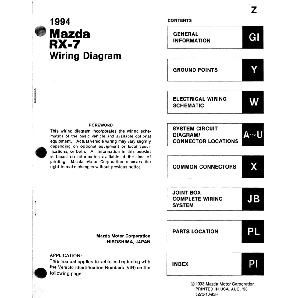 MAZDA RX-7 FD 1993-1997 Full Manual Set – Repair & Maintenance Manual and WIRING DIAGRAM and ELECTRICAL TROUBLESHOOTING MANUAL