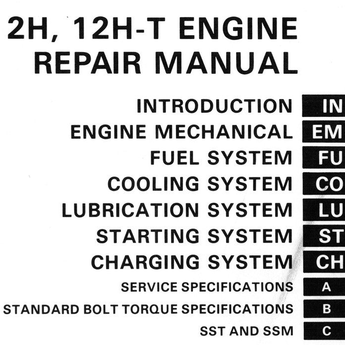 [CLASSIC] TOYOTA "H" SERIES ENGINE 1975-1988 Full Manual Set – REPAIR MANUAL