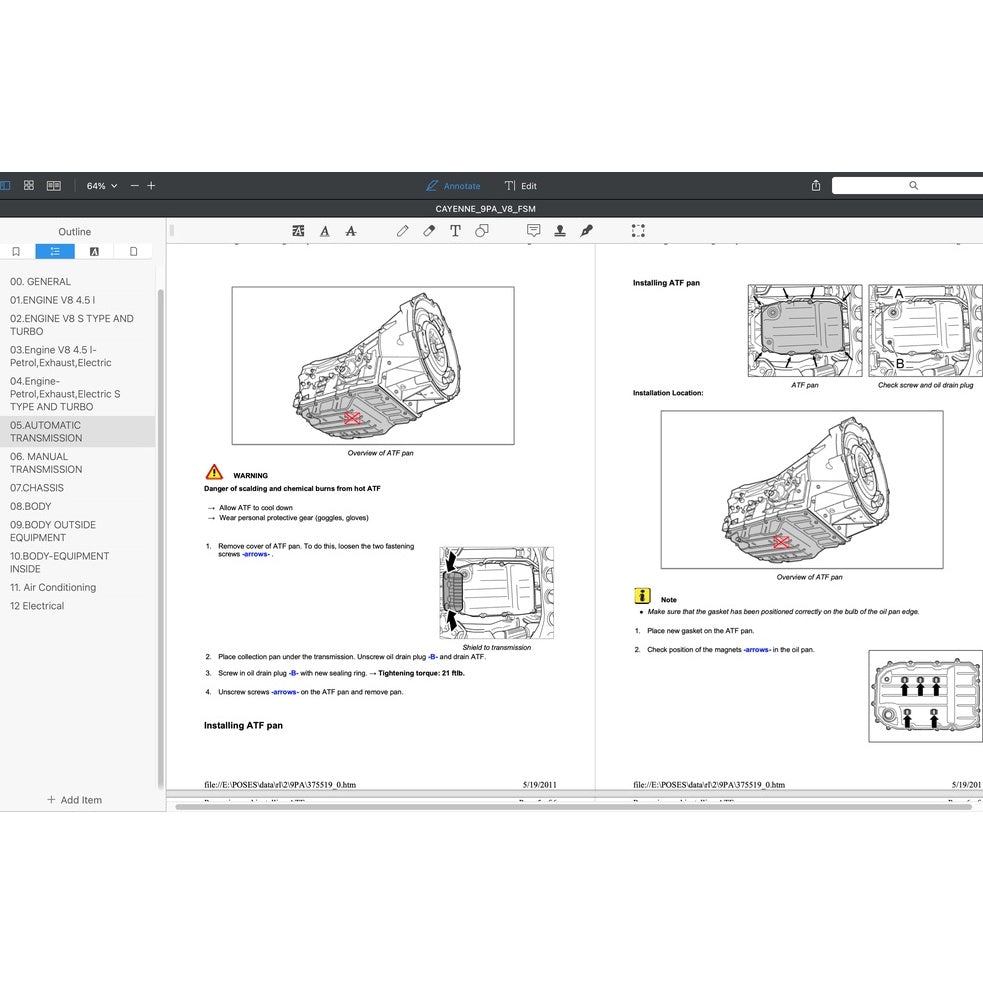 PORSCHE CAYENNE 955 9PA 2003-2008 Full Manual Set – Repair & Maintenance Manual and Spare Parts Catalog