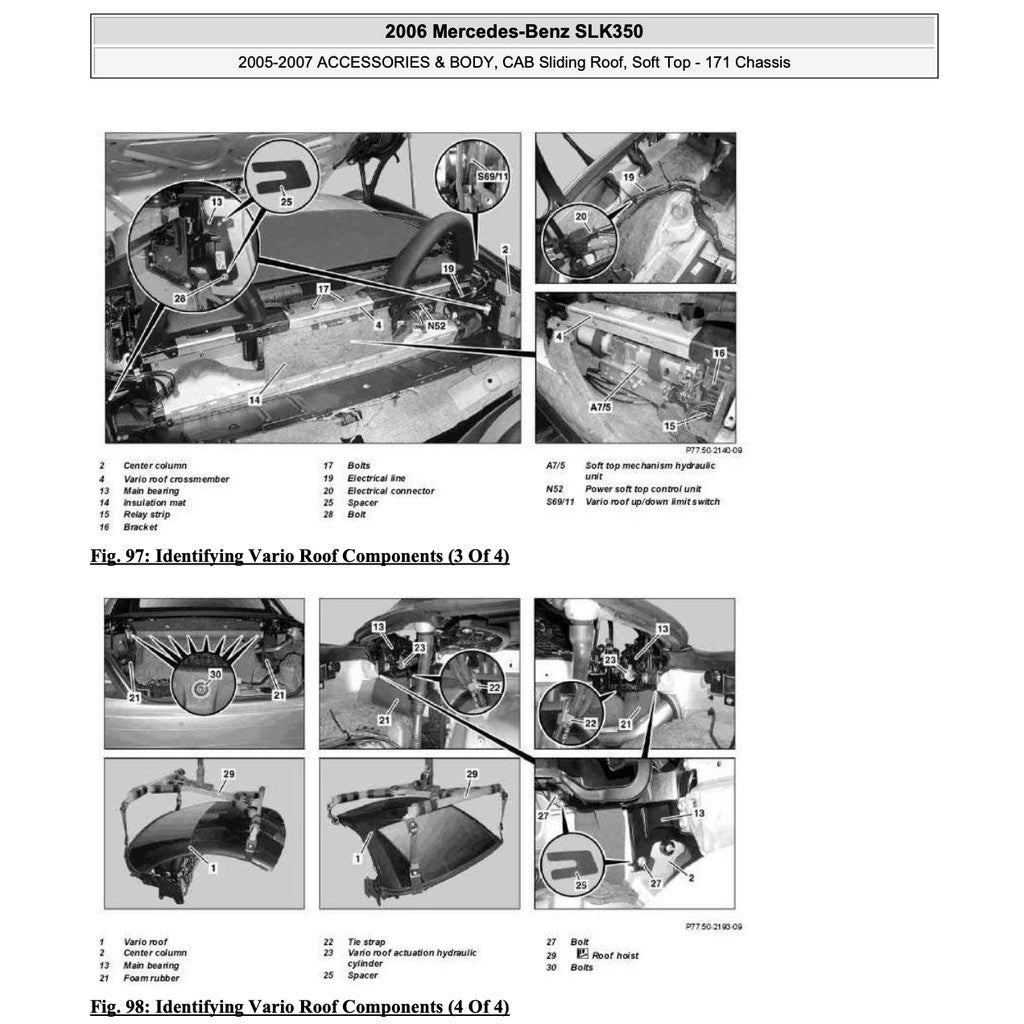 MERCEDES-BENZ SLK R171 2004-2011 Full Manual Set – VARIO ROOF SERVICE REPAIR MANUAL