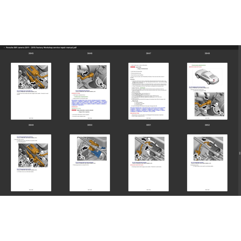 PORSCHE 911 991.1 2011-2016 Full Manual Set – Repair & Maintenance Manual and Spare Parts Catalog