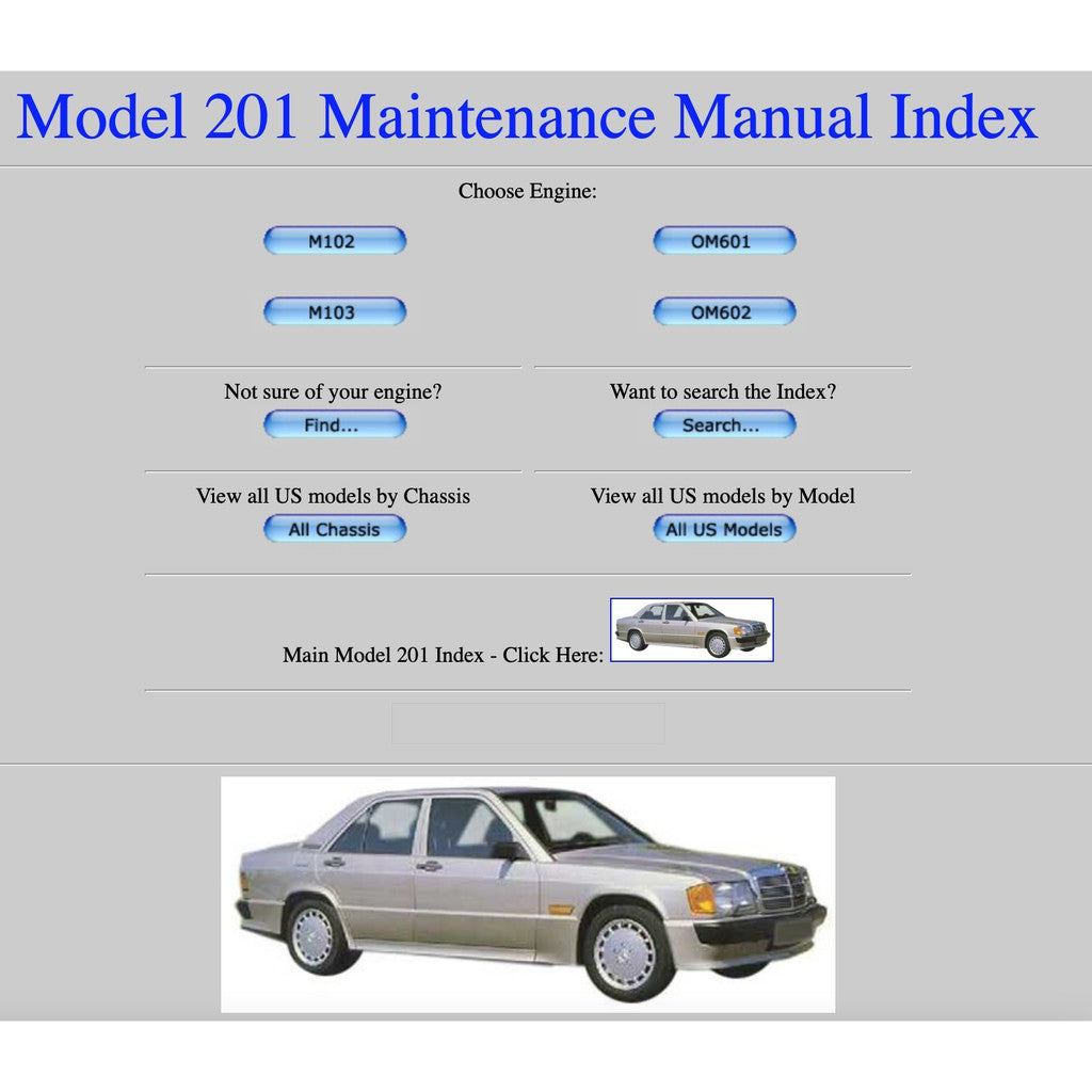 MERCEDES-BENZ 190 W201 1982-1993 Full Manual Set – Repair & Maintenance Manual LIBRARY