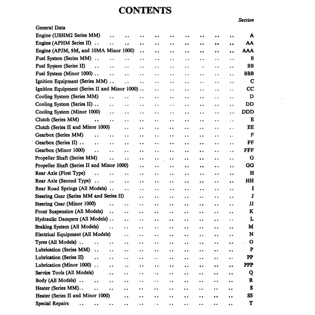 MORRIS MINOR SERIES MM / II /1000 1948-1971 Full Manual Set – FACTORY Repair & Maintenance Manual and Spare Parts Catalog