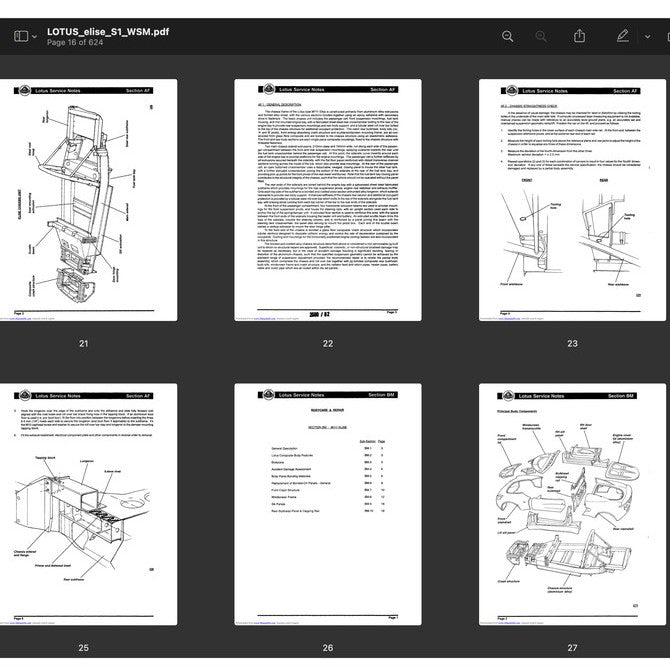 LOTUS ELISE S1 M111 1994-2001 Full Manual Set – SERVICE NOTE WORKSHOP MANUAL