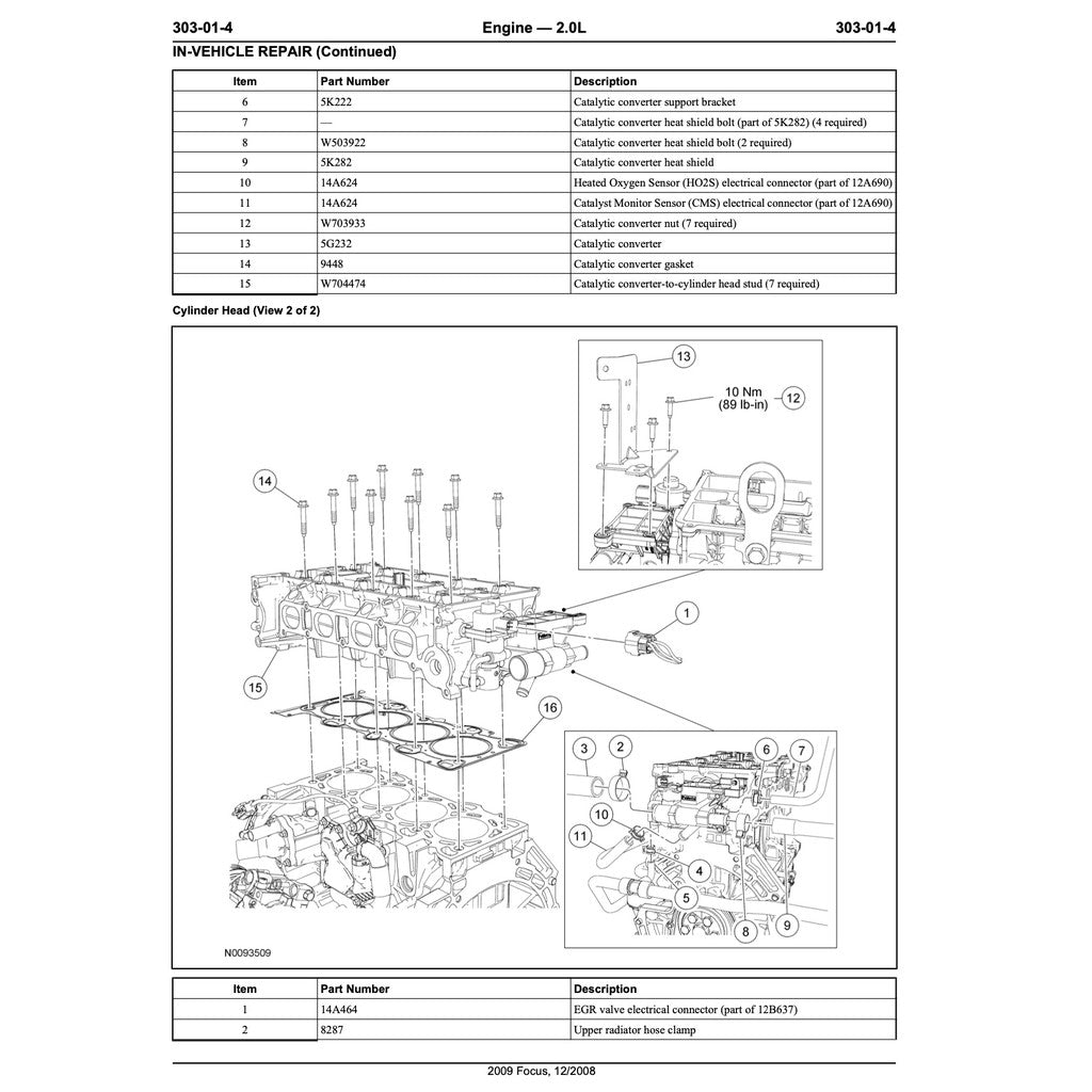 FORD DURATEC 2.0L ENGINE WORKSHOP MANUAL