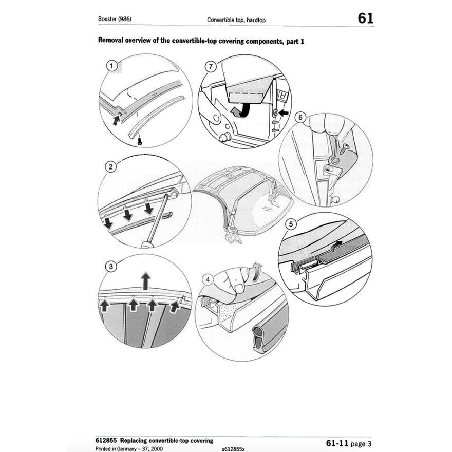 PORSCHE 986 1997-2004 Full Manual Set – CONVERTIBLE TOP SERVICE REPAIR MANUAL