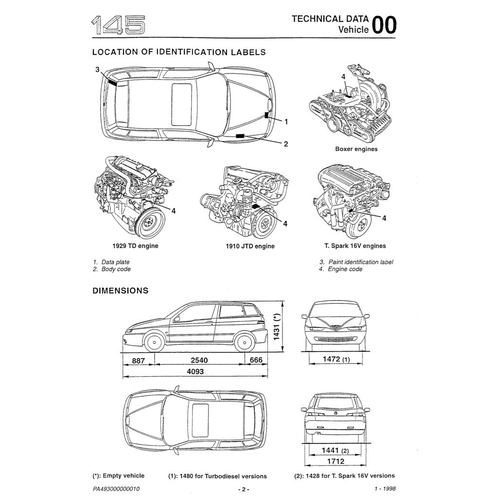 ALFA ROMEO 145-146 TYPE 930 A/B 1995-2003 Full Manual Set – Repair & Maintenance Manual