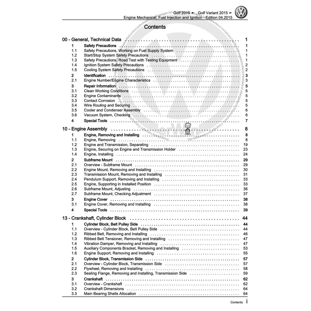 VW GOLF MK7 2013-2020 Full Manual Set – SERVICE REPAIR WORKSHOP MANUAL