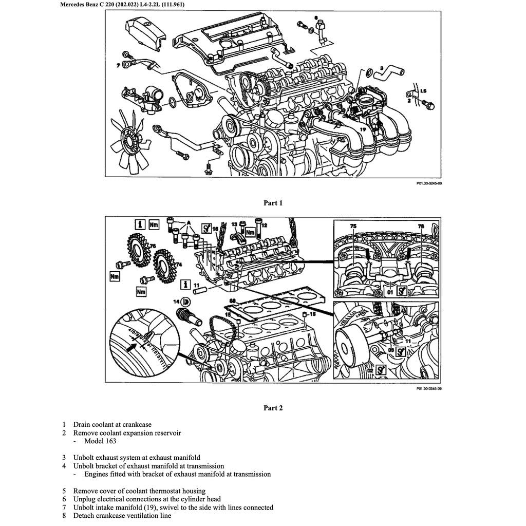 MERCEDES BENZ C-CLASS W202 M111 1993-2000 Full Manual Set – Repair & Maintenance Manual