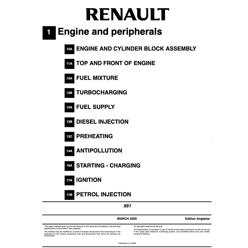 RENAULT KANGOO II X61 FC/FW 2007-2021 Full Manual Set – Repair & Maintenance Manual