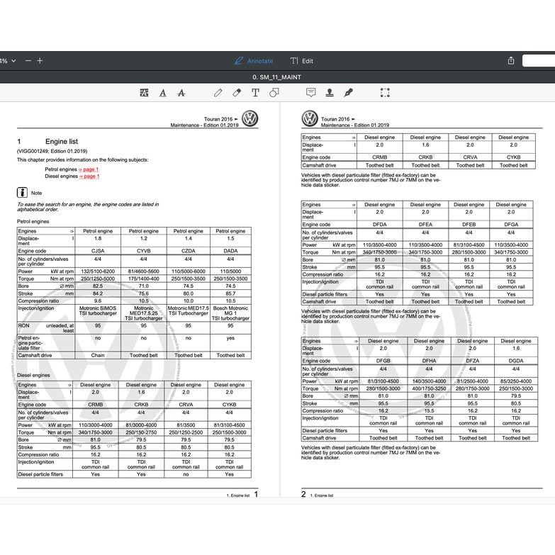 VW TOURAN II 5T 2016-2020 Full Manual Set – Repair & Maintenance Manual