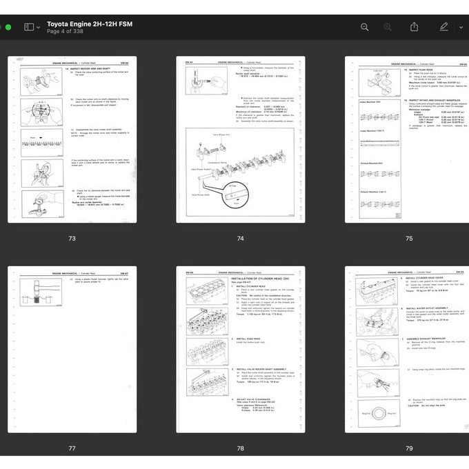 [CLASSIC] TOYOTA "H" SERIES ENGINE 1975-1988 Full Manual Set – REPAIR MANUAL